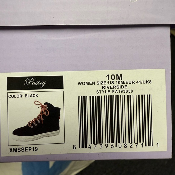 Pastry Riverside sz10 women hi-top dance walking sneaker black suede blue laces - Picture 2 of 16